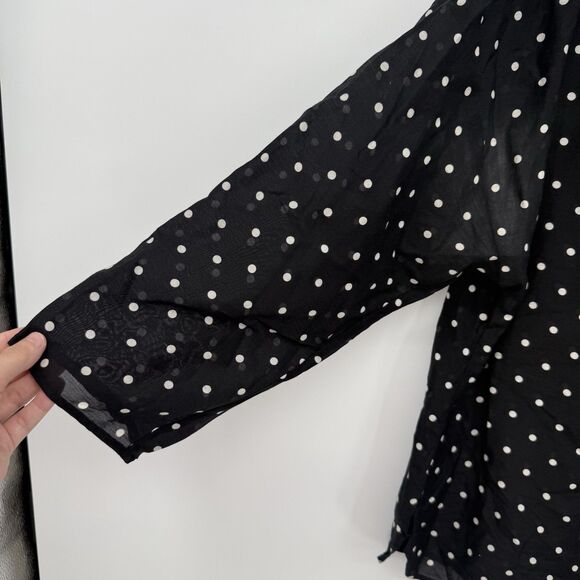 Loft Polka Dot Cotton Silk Blend 3/4 Sleeve Top Size Large - Picture 2 of 7